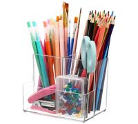 HOOWIFFY Makeup Storage Holder with Compartments Divided Acrylic Multiple Brush Design Multi-functional Organizer Case Or Suitable for Vanity Desk Use