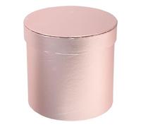 HOOWIFFY Mini round Flower Bucket Box, Rose Gold Small Bouquet Holder with Lid, Floral Present Container for Wedding, Hand Bouquet, and Flower Arrangement