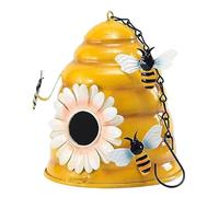HOOWIFFY Outdoor Hanging Iron Bird House for Parrots and Birds, Yellow Decorative Birdhouse Providing Warmth and Space-saving Design for Winter Garden Use