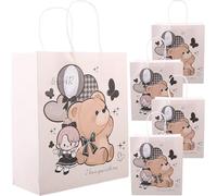 HOOWIFFY Paper Bags Large Bags with Handle Design 5pcs and Folding Design for Present in Chic Decorative Style Suitable for Festival and Holiday Party