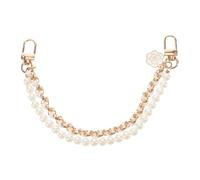 HOOWIFFY Pearl Floral Beaded Phone Wrist Strap with Short Chain Lanyard, White Cell Phone Charm and Bag Extender for Handbags and Crossbody Bags, Fashionable Purse Accessory for Women