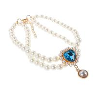 HOOWIFFY Pet Necklace for Female Puppies Elegant Princess-style Collar Adjustable Double-layer with Heart Pendant, Lightweight and Comfortable Fit at Parties and Photo Shoots