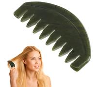 HOOWIFFY Portable Natural Jade Head Massage Comb, Gua Sha Scraping Tool for Scalp and Body, Hand-carved Xiuyan Jade Random Color Variation, Relaxation and Beauty Care