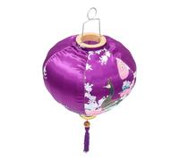 HOOWIFFY Purple Peacock Pattern Chinese-style Lantern Cloth Outdoor Lantern with Polyester and Iron Alloy for Festive Ambiance Easy to Install Party Decoration