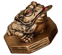 HOOWIFFY Resin Toad Figurine Delicate Appearance and Smooth Surface, Simple Antique Style Desktop Decoration for Tea Pet and Home, Unique Feng Shui Coin Toad Ornament for Wealth and Luck