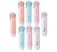 HOOWIFFY Retractable Erasers with Clean and Protected Function for Students 8pcs Cute Cat Paw Pencil Erasers Made of Tpr and Plastic for Studying and Drawing