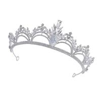 HOOWIFFY Silver Rhinestone Practical and Elegant for Women Wedding Tiara Headband Classic Princess Style Zinc Alloy Bridal Hair Accessory for Weddings and Parties