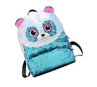 HOOWIFFY Stylish Blue Mini Sequin Panda Backpack, Pu Material, Compact Size for Day Trips and Themed Parties, Holds Keys, Phones, and Small Accessories