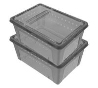 HOOWIFFY Tarantula Enclosure 2Pcs Reptile Feeding Box Sturdy Plastic Breeding Habitat for Corn Snakes Geckos and Small Turtles with Ventilation 10.2X7X4.3 Inch