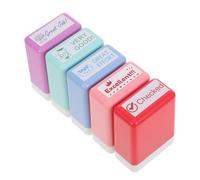 HOOWIFFY Teacher Comment Stamp Set 5pcs Pre-Inked Abs School Grading Stamps for Student Reward Stamping and Feedback on Tests, Lightweight and Sturdy for Reliable Classroom Use