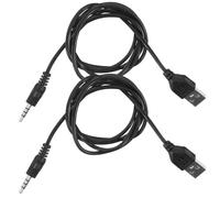 HOOWIFFY USB to 3.5mm Charging and Audio Adapter Cables 2pcs Black Pvc, Suitable for Portable Audio Players and Instrument USB Chargers