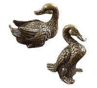 HOOWIFFY Vintage Solid Brass Duck Statue Copper Lovebirds Ornament for Living Bedroom Office Decor Intricate Antique-style Feng Shui Figurines