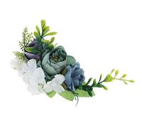 HOOWIFFY Wedding Bridal Hair Comb Blue Artificial Rose Side Comb Hair Accessories Metal Fabric Decorative Not Easy to Break for Women
