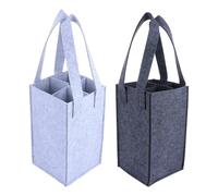HOOWIFFY Wine Bottle Storage Bags Portable 2pcs Felt with Handle Design Navy Wine Carrier Tote Bag Reinforced Handy Part for Christmas and Party Use