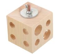 HOOWIFFY Wood Parrot Chewing Bird Wooden Block Beige Wood Material Develop Coordination Chewing Multi-hole Design for Bird Cage