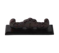HOOWIFFY Wooden Bamboo Flute Display Stand, Desktop Holder for 2 Bamboo Flutes, Brown, Ancient Style Relief Design, for Rooms and Home Decor