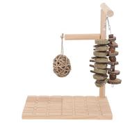 HOOWIFFY Wooden Bunny Chew with Molar String and Hanging Grass Ball for Small Animals, 33x26.6x20cm, Supports Dental Health and Foot Comfort, Rabbit Scratch Board and Teeth Grinding