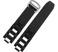 Hooxue Black/White Rubber Watch Band Silicone Strap deployment clasp Compatible with 20mm Must Cartier 21 Chronoscaph Autoscaph Quartz (Black)