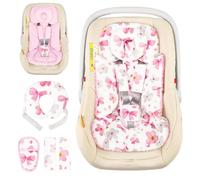 Hooyax Infant Car Seat Insert with Removable Head Support, Dual-Sided Baby Car Seat Cushion for Preemies & Newborns - Universal Head & Body Support for Car Seat, Stroller & Swing(Bow Flower)
