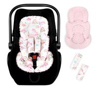 Hooyax Infant Car Seat Insert with Strap Covers, All in One Reversible Baby Car Seat Head Support for Newborn, Soft Carseat Cushion for Preemie to Infant, Stroller, Swing, Bouncer, Unicorn