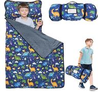 Hooyax Toddler Nap Mat with Pillow & Blanket - Extra Large Size for Toddlers Age 3-7 | Portable Kids Sleeping Bag for Daycare, Preschool, Travel | Roll Up Design for Kids