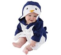 Hooyi Unisex Toddler Bathrobe Towel Boy Penguin Terry Hooded Robes 2-3 Years (Navy, M)