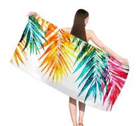 Hooyuubo Microfibre Beach Towels for Adults, Colorful Beach Towels with Pockets, Quick Dry, Extra Large, Lightweight, Sand Free, Travel Holiday Gym Essentials Women Men Gifts, Leaf 60x120 cm,s-j208