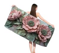 Hooyuubo Microfibre Beach Towels for Adults, Flower Beach Towels with Pockets, Quick Dry, Extra Large, Lightweight, Sand Free, Travel Holiday Gym Essentials Women Men Gifts, Plant 80x160 cm,s-j482