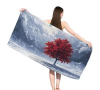 Hooyuubo Microfibre Beach Towels for Adults, Landscape Beach Towels with Pockets, Quick Dry, Extra Large, Lightweight, Sand Free, Travel Holiday Gym Essentials Women Men Gifts, Tree 80x160 cm,s-j452