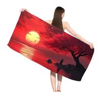 Hooyuubo Microfibre Beach Towels for Adults, Moon Beach Towels with Pockets, Quick Dry, Extra Large, Lightweight, Sand Free, Travel Holiday Gym Essentials Women Men Gifts, Tree 80x160 cm,s-j472