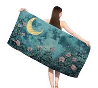 Hooyuubo Microfibre Beach Towels for Adults, Moon Beach Towels with Pockets, Quick Dry, Extra Large, Lightweight, Sand Free, Travel Holiday Gym Essentials Women Men Gifts, Landscape 90x180 cm,s-j276