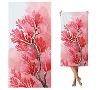 Hooyuubo Microfibre Beach Towels for Adults, Pink Beach Towels with Pockets, Quick Dry, Extra Large, Lightweight, Sand Free, Travel Holiday Gym Essentials Women Men Gifts, Tree 80x160 cm,s-j454