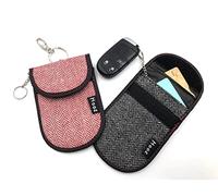 Hooz Faraday Pouch for Car Keys - Set of 2 RFID Blocking Key Holder Storage for Credit Cards, Keyless Fobs - Anti-Theft Protector Against Signal Skimming - Keyring & Hook For Hanging - Black & Red