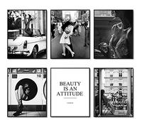 HoozGee Fashion Wall Art Print Set of 6 Black and White Canvas Painting Perfume Woman Beauty Pictures Prints Poster Set for Living Room Vintage Home Decor (8"x10" UNFRAMED)