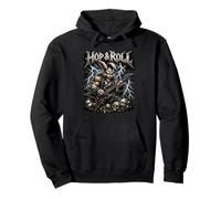 Hop and Roll Heavy Metal Bunny Electric Guitar Rabbit Rocker Pullover Hoodie