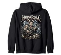 Hop and Roll Heavy Metal Bunny Electric Guitar Rabbit Rocker Zip Hoodie
