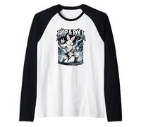 Hop and Roll Heavy Metal Bunny Rabbit Electric Guitar Rocker Raglan Baseball Tee