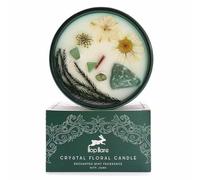 Hop Hare Crystal Magic Flower Candle, Enchanted Mint Scent | The Magician Tarot Edition, Jade Gemstone Infused, Dried Flowers, Manifestation & Skill Gift, 22-Hour Burn
