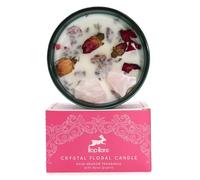 Hop Hare Crystal Magic Flower Candle - The Lovers Tarot Edition, Quartz & Rose Flower Infused, Rose Meadow Scent