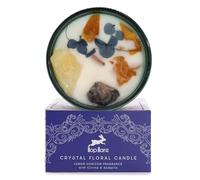 Hop Hare Crystal Magic Flower Candle - The Sun Tarot Edition, Citrine & Sodalite Infused, Lemon Horizon Scent Dried Flowers, Joy & Success Gift, 22-Hour Burn