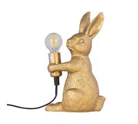 Gold Bunny Rabbit Holding Bulb Table Lamp or Bedside Light, Gold Resin Animal, Height 23 cm, LED Compatible