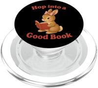Hop into a good book bunny rabbit Reading Book PopSockets PopGrip for MagSafe