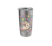 Hop Into Easter Bunny Cartoon Design Stainless Steel Insulated Tumbler