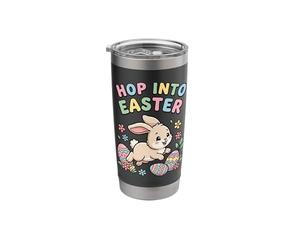 Hop Into Easter Bunny Cartoon Design Stainless Steel Insulated Tumbler