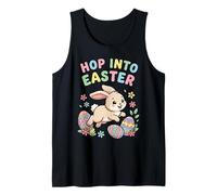Hop Into Easter Bunny Cartoon Design Tank Top