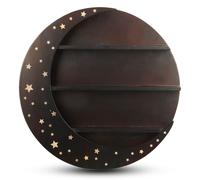 HOP SKIP Wooden Crescent Moon Shelf for Crystals and Essential Oils - 2.75 x 15.55 x15.55 - Wall Mounted Half Moon Decorative Display Crystal Shelf