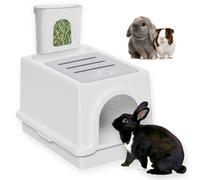 HOP - The Litter Box Specifically Designed for Rabbits. Complete with a Built-in and Removable Hay Feeder and Cover. Dishwasher Safe and BPA-Free. Cat, Hamster and Guinea Pig Friendly Too.