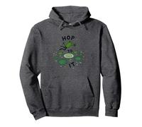Hop To It: Leaping Frog Motivational Pond Life Pullover Hoodie, Adult Unisex, Dark Heather Grey, XL