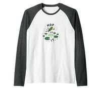 Hop to It: Leaping Frog Motivational Pond Life Raglan Baseball Tee, Men, Dark Heather/White, XL