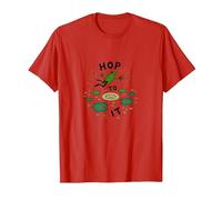 Hop to It: Leaping Frog Motivational Pond Life T-Shirt, Men, Red, XL